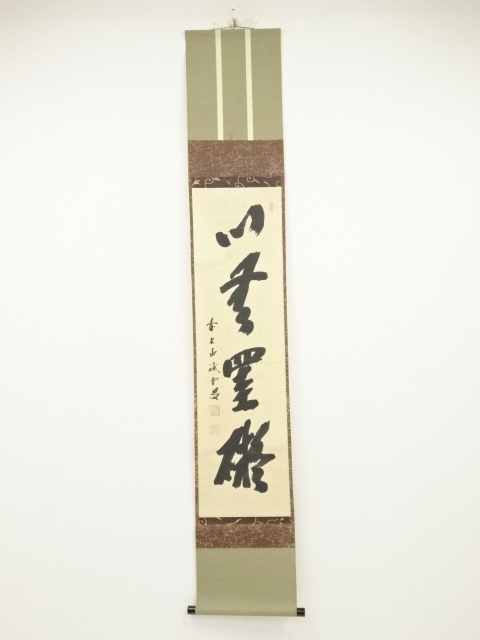 ys6035684; 前大徳藤井誡堂筆 「松無古今色」一行書 肉筆紙本掛軸（共